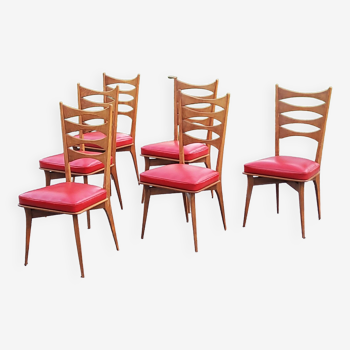 Set of 6 vintage Scandinavian style chairs from the 50s