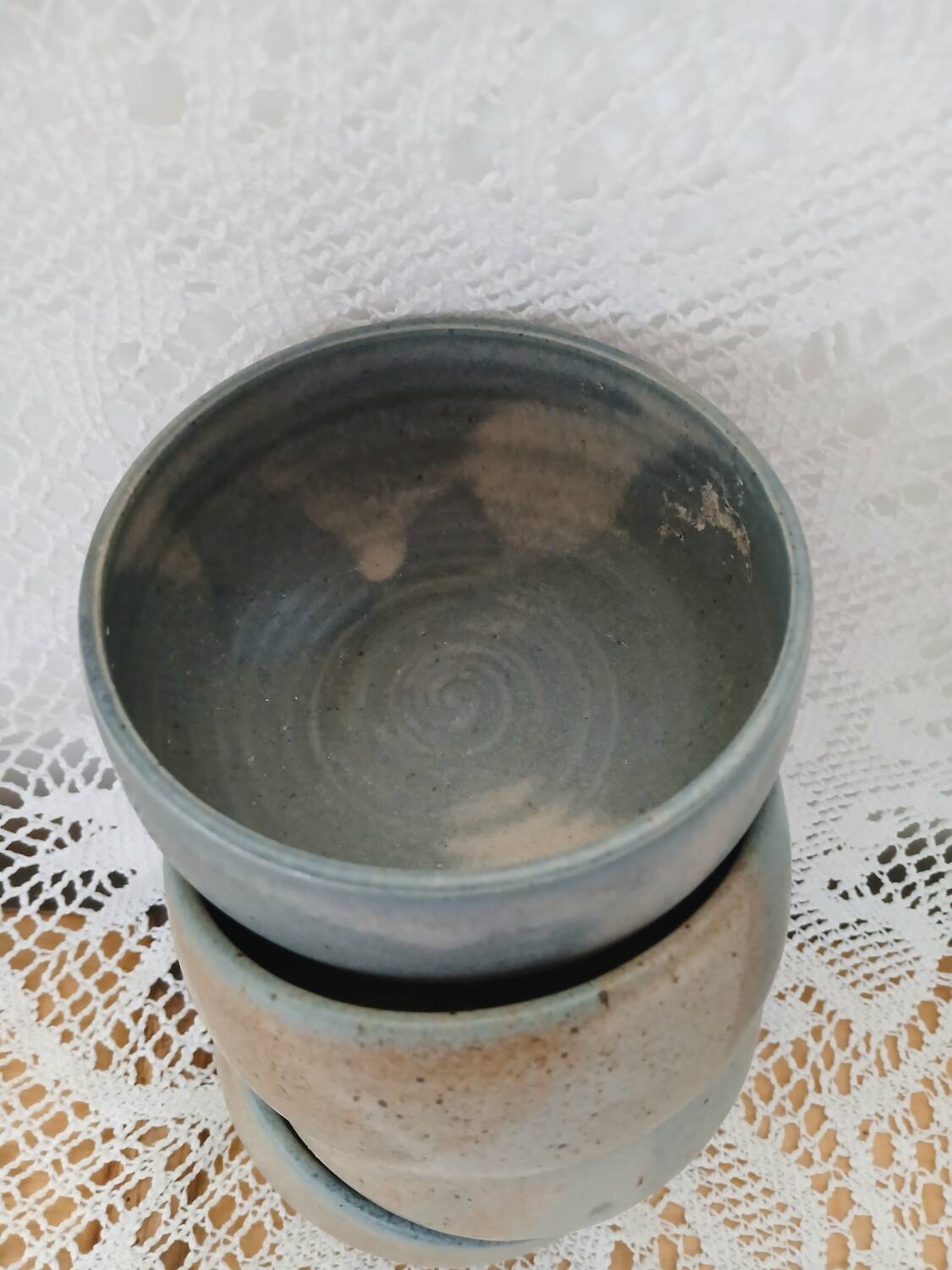 5 antique stoneware bowls