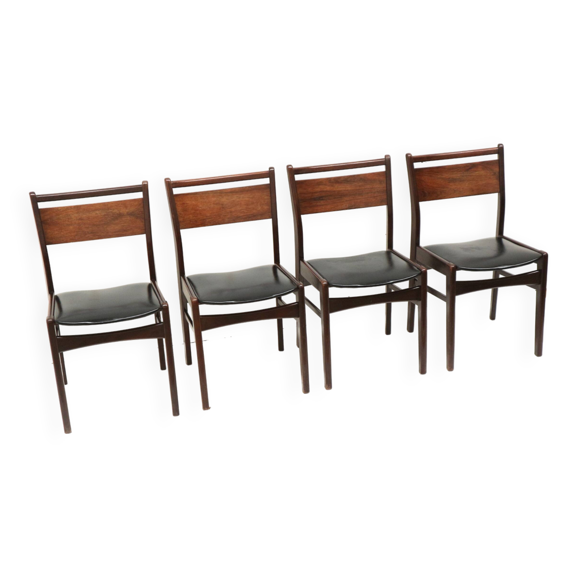Set of 4 vintage rosewood dining chairs made in the 1960s