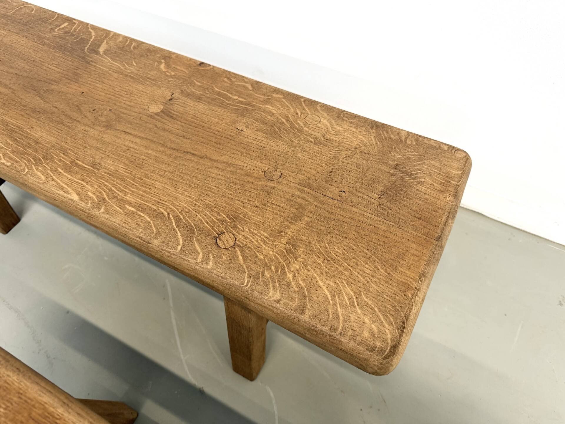 Pair of small solid oak benches - 1950s