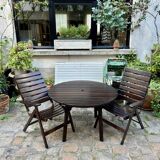 EMU garden furniture in dark wood - 2 folding armchairs and 1 table