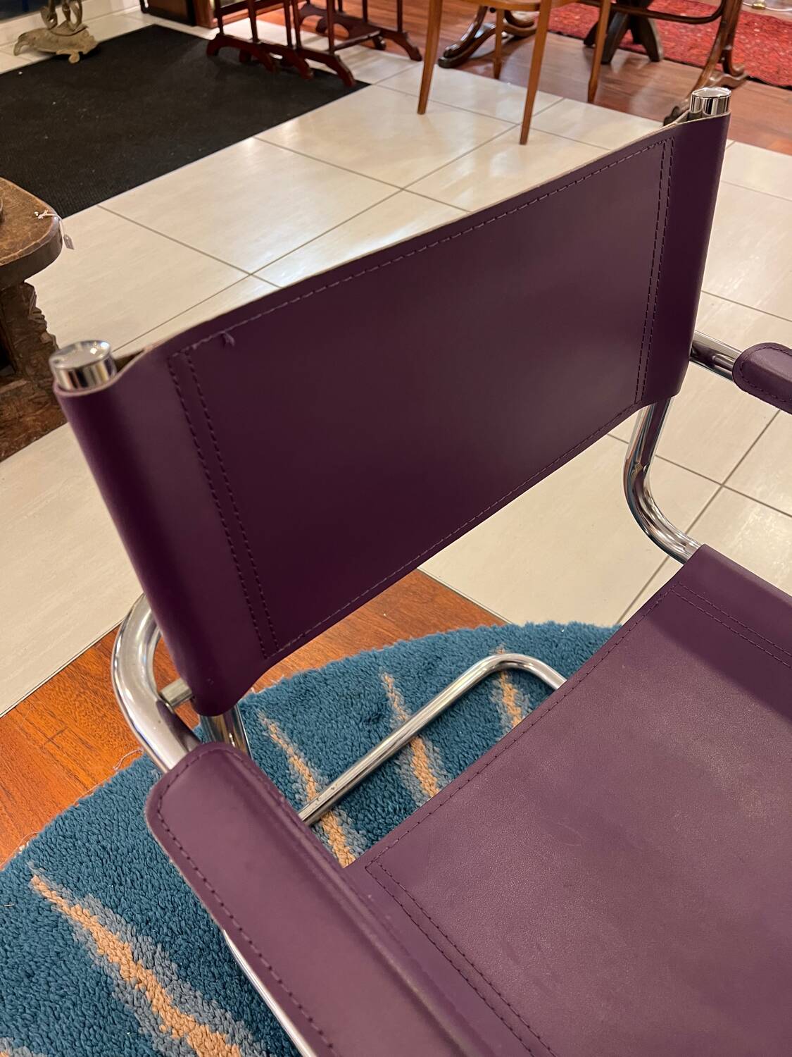 Purple cantilever armchair