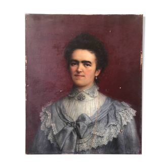 Portrait de femme huile sur toile 1900