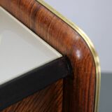 Buffet italien organique des années 1950 avec plateau en verre et 4 tiroirs