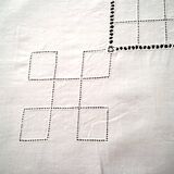 White linen tablecloth with handmade stitching 1.55 x 1.88 m