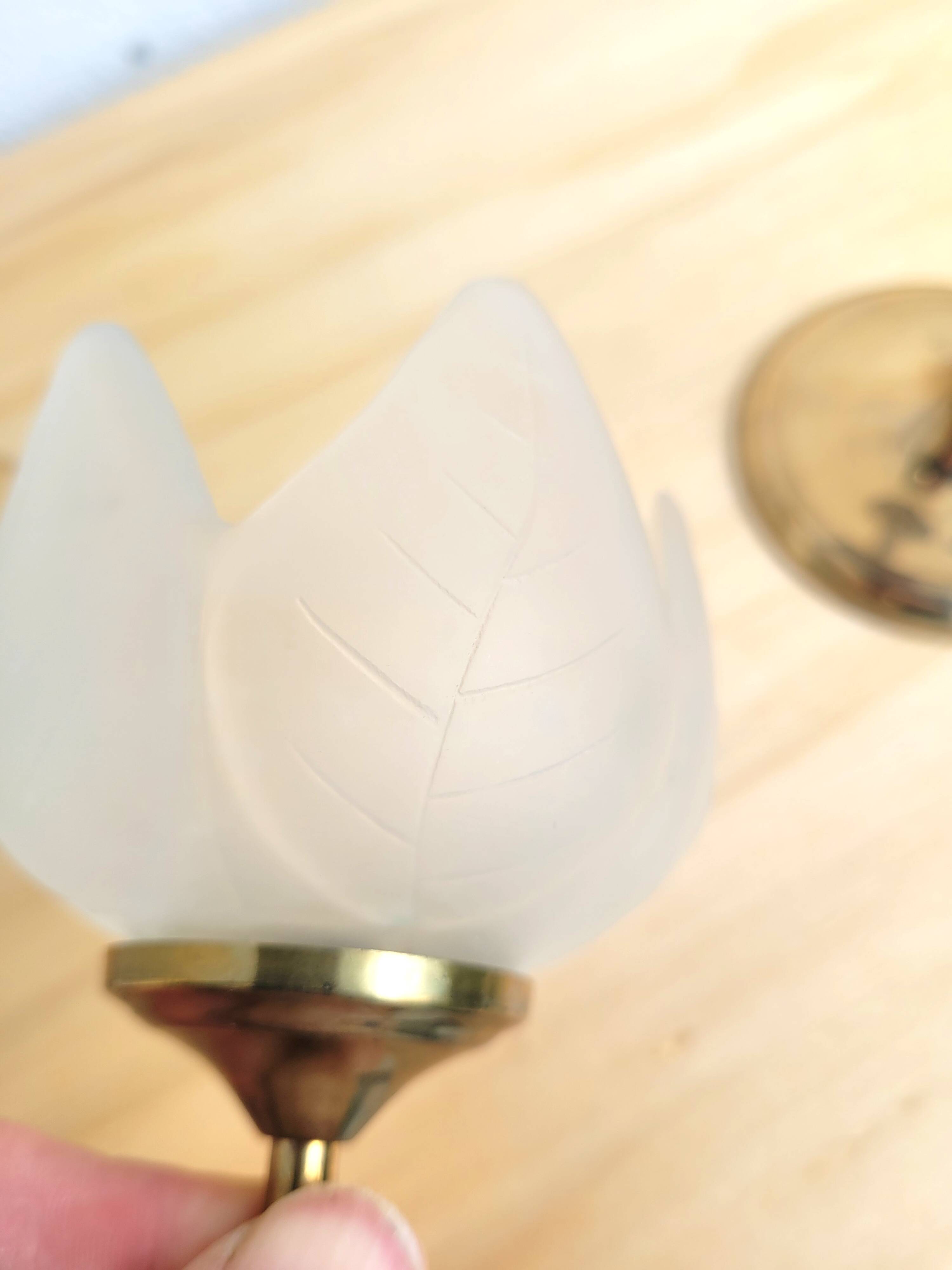 Set of 3 flower candle holders in gold-plated brass