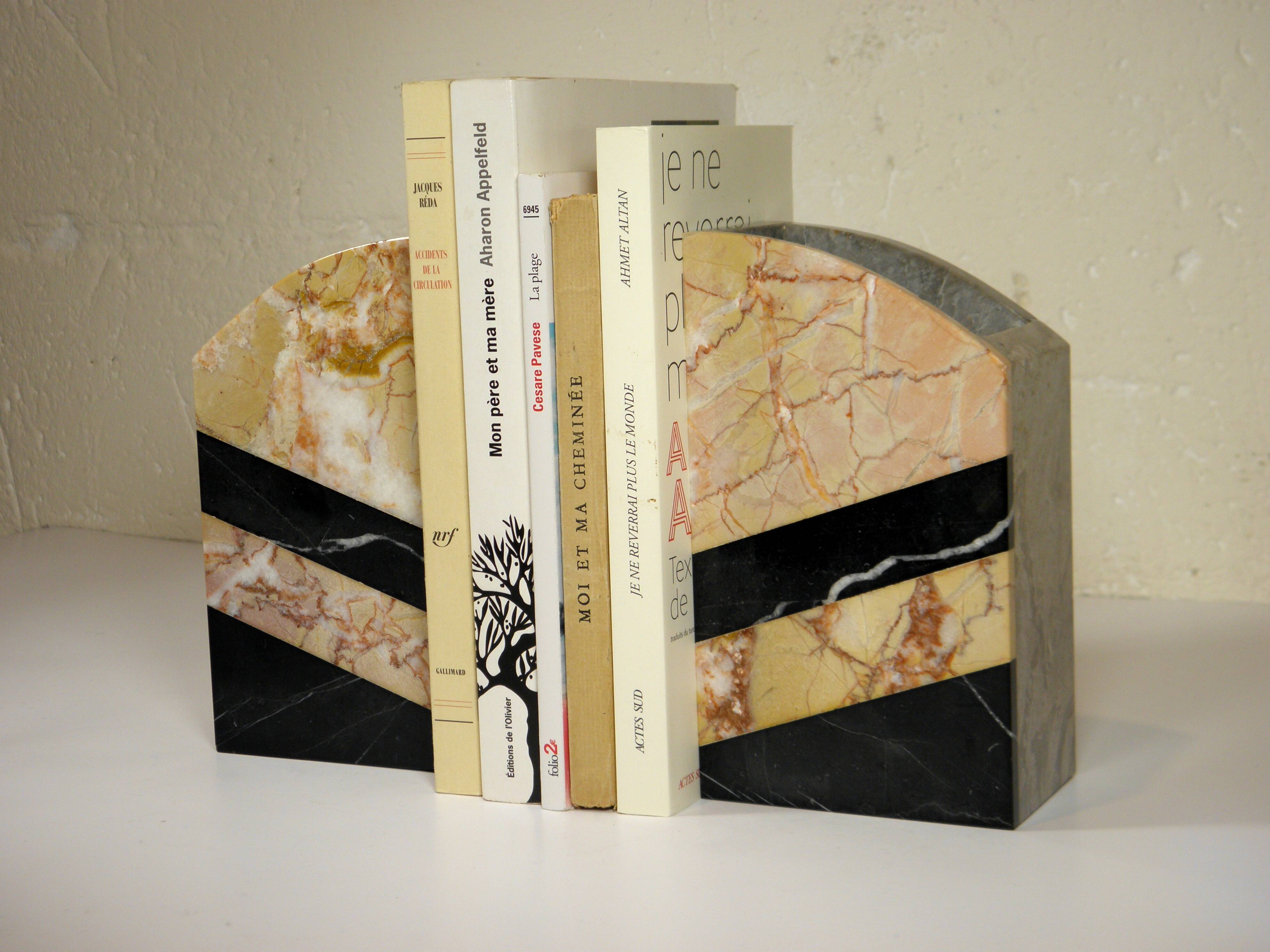Pair of art deco marble bookends