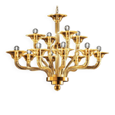 Modern Amber Linear Murano Glass Gold Chandelier in Contemporary Style