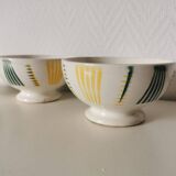 ensemble de trois petits bols  blanc vert et jaune et Sarreguemines