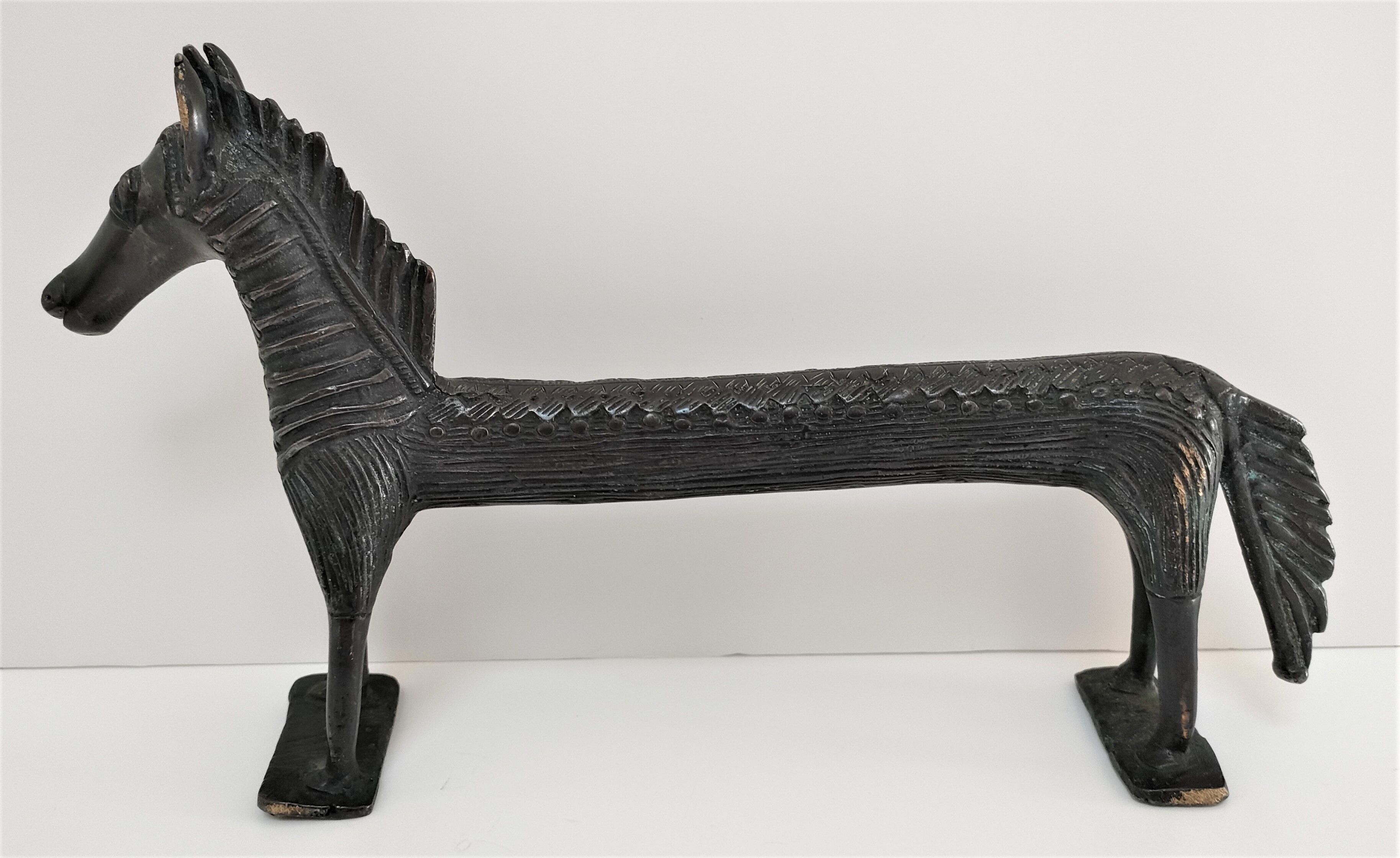 Horse sculptural brass solid patina black design