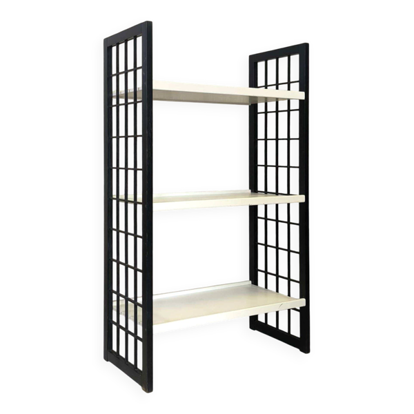 Etagère vintage en bois noir et blanche