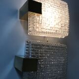 Pair of glass slab and brass design sconces 70