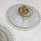Pair of vintage white opaline pendant lamps with serrated edges