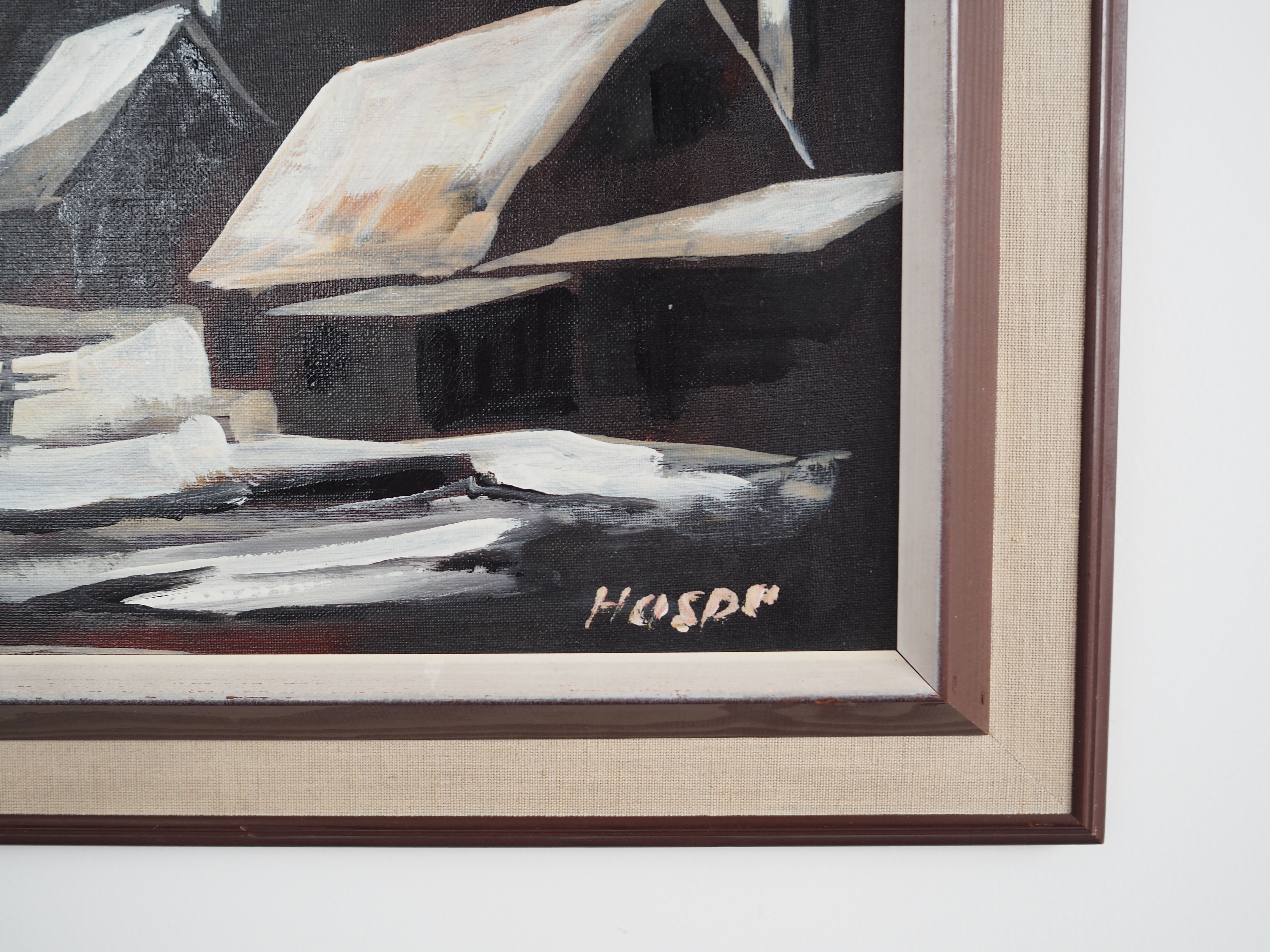 Painting „The Winter Aurora”, Scandinavian design, 1970s