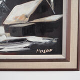 Painting „The Winter Aurora”, Scandinavian design, 1970s