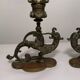 Pair of bronze candlesticks representing chimeras/dragons - 19th century