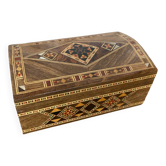 Antique Vintage Syrian Wood & Mother-of-Pearl Marquetry Jewelry Box