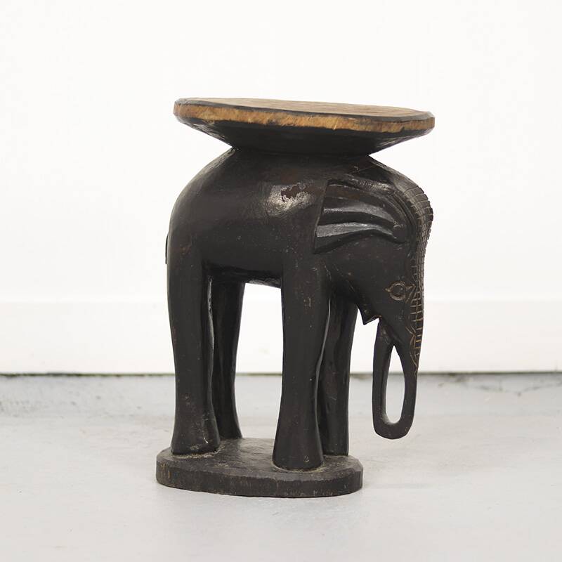 Antique Folk Art Colonial Elephant Side Table / Pedestal