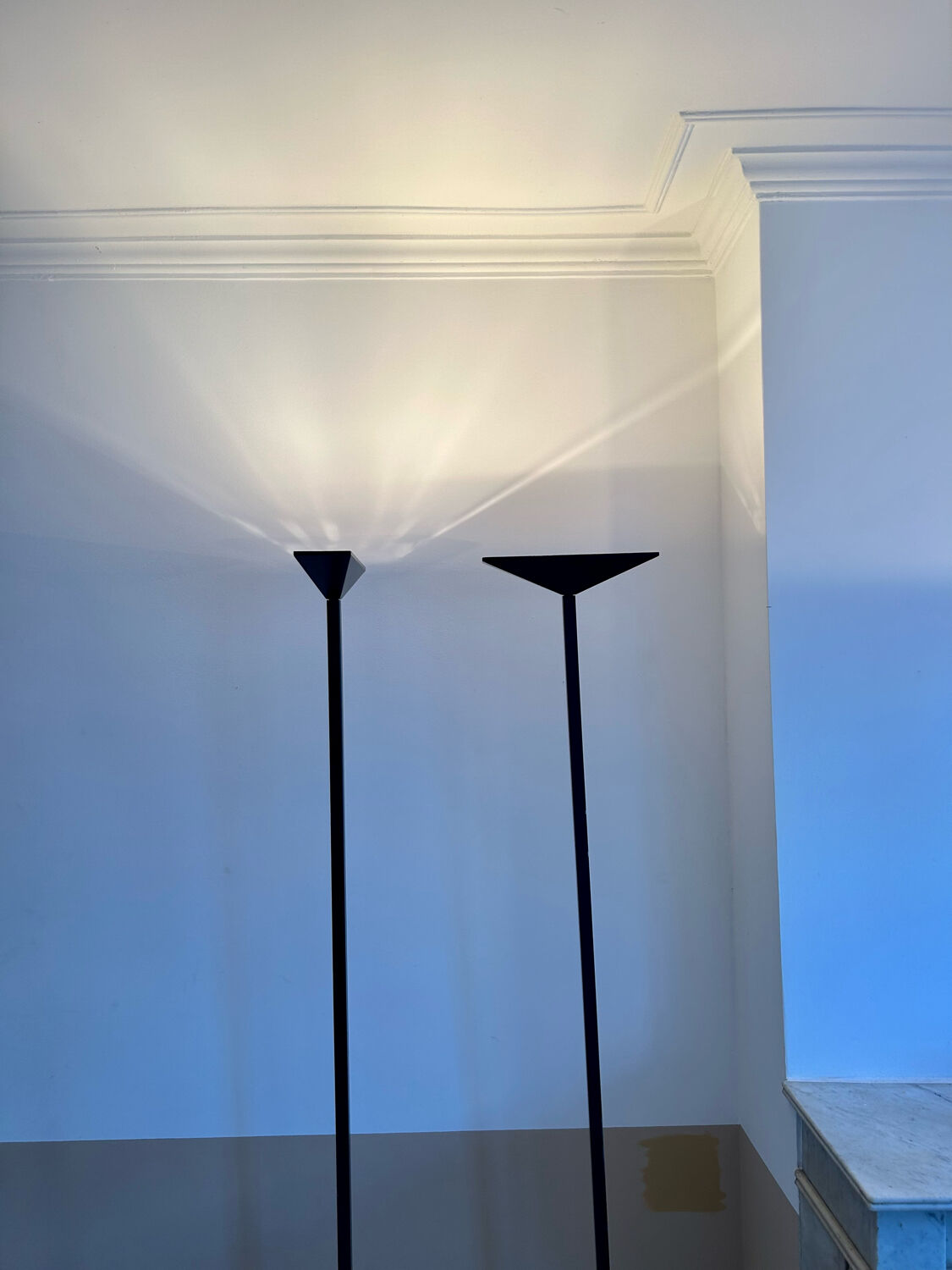 Pair of vintage geometric floor lamps model "206863" , Pierre Disderot for Glass and Light, France 1980