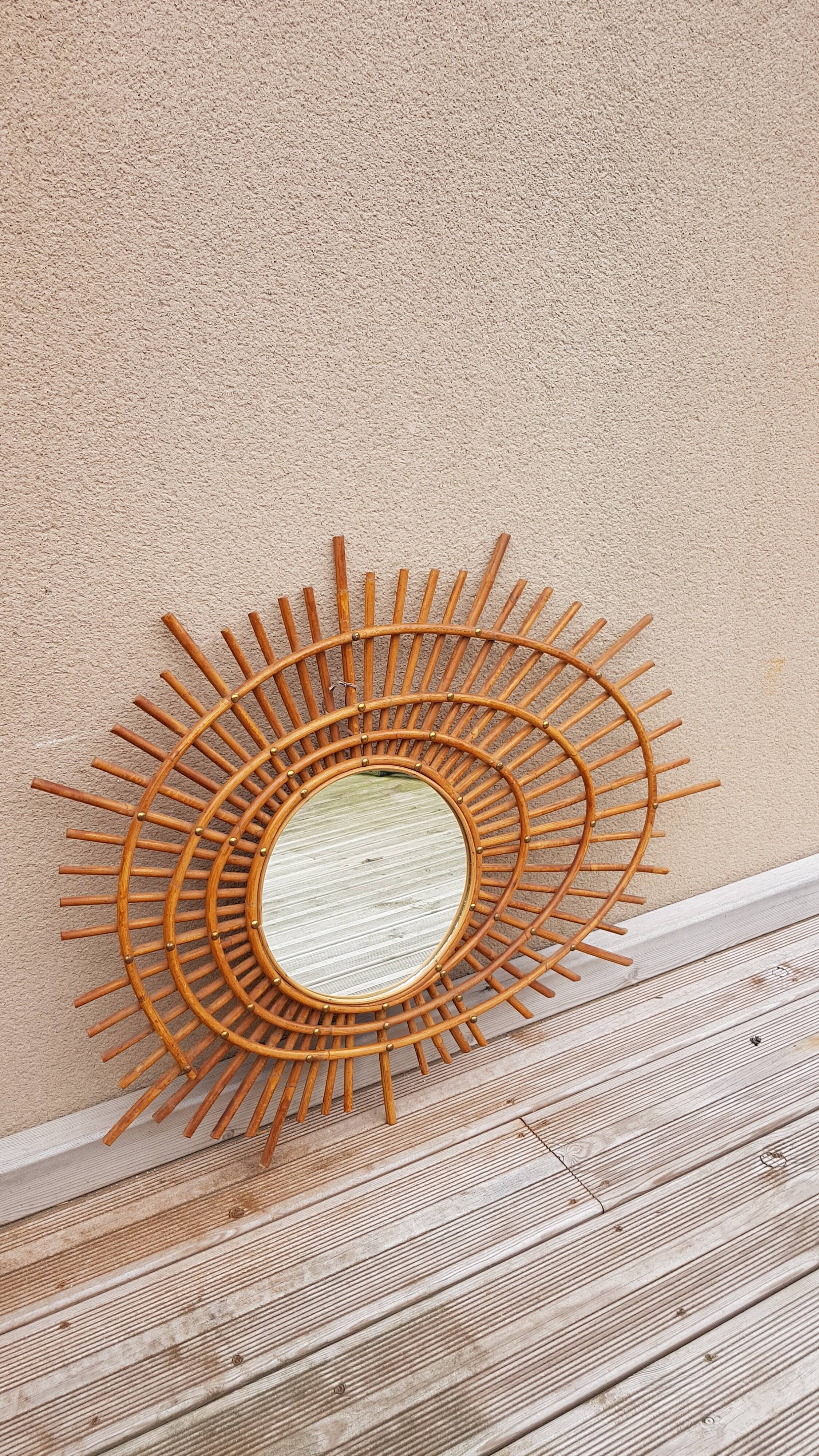 Mirror in rattan galaxy or ortf 80x61cm