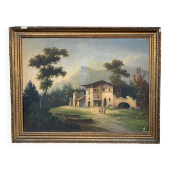 Beautiful painting XIX Landscape light sign 72 x 57