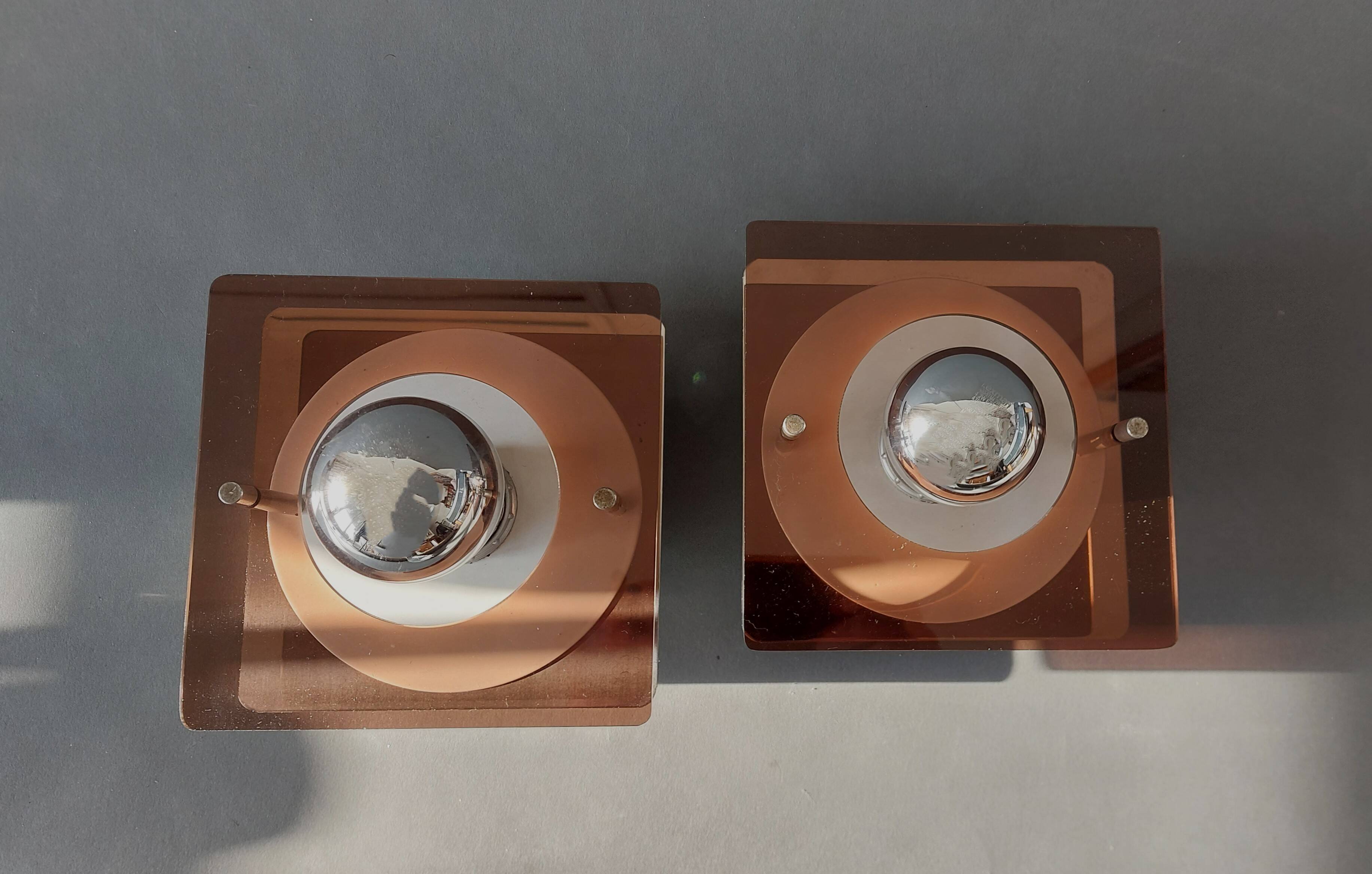 Pair of "Disco" wall lights Jocelyne Trocmé for Oxar 1970, Vintage.