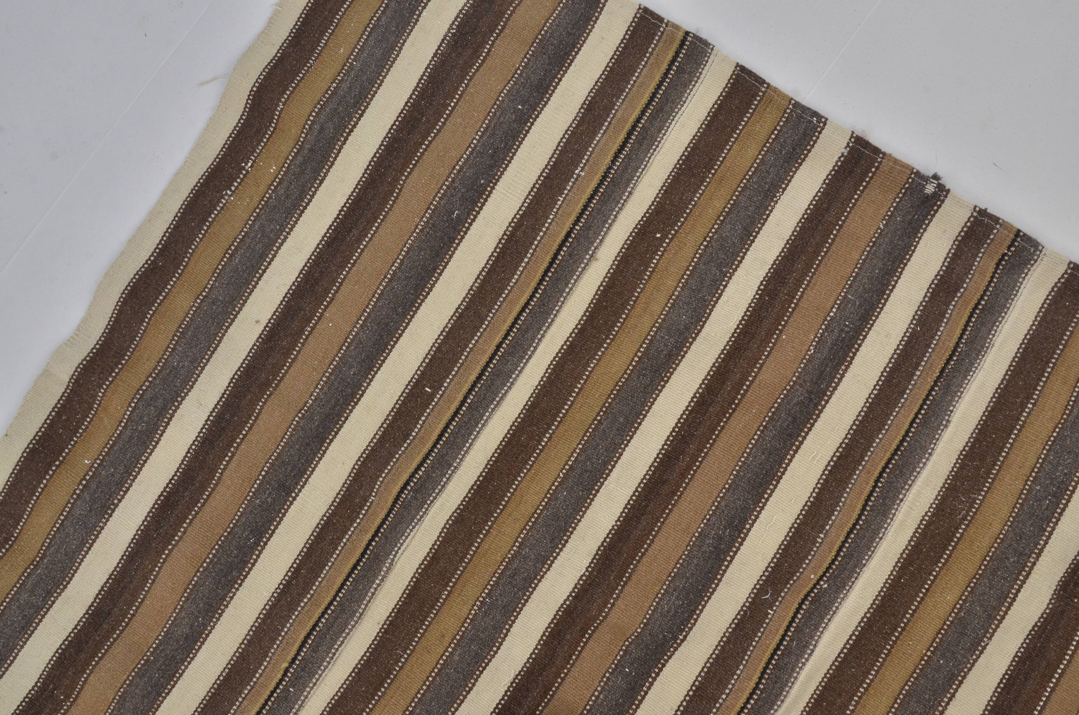 Turkish Neutral Stripe Kilim Rug sku 1655