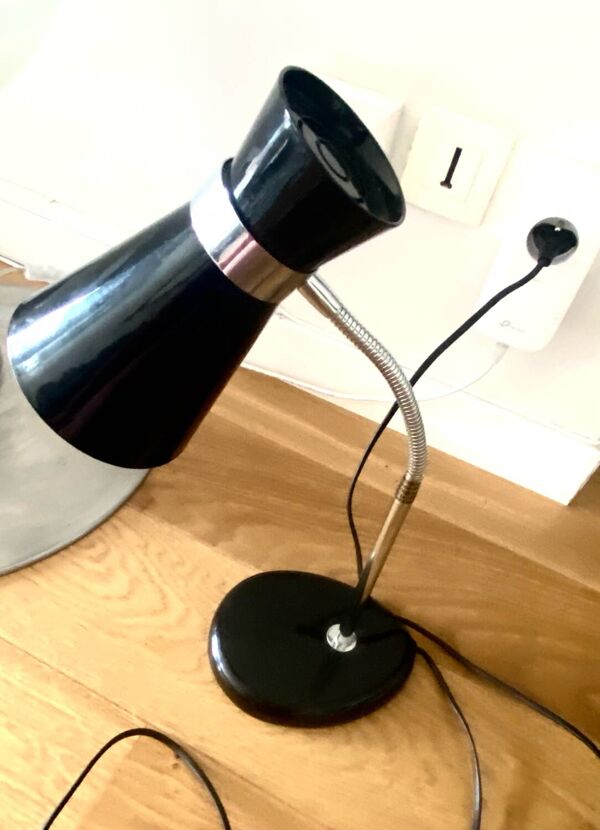 Lampe Diabolo bureau Métal Noir 70 luminaire light vintage design ancien Ob