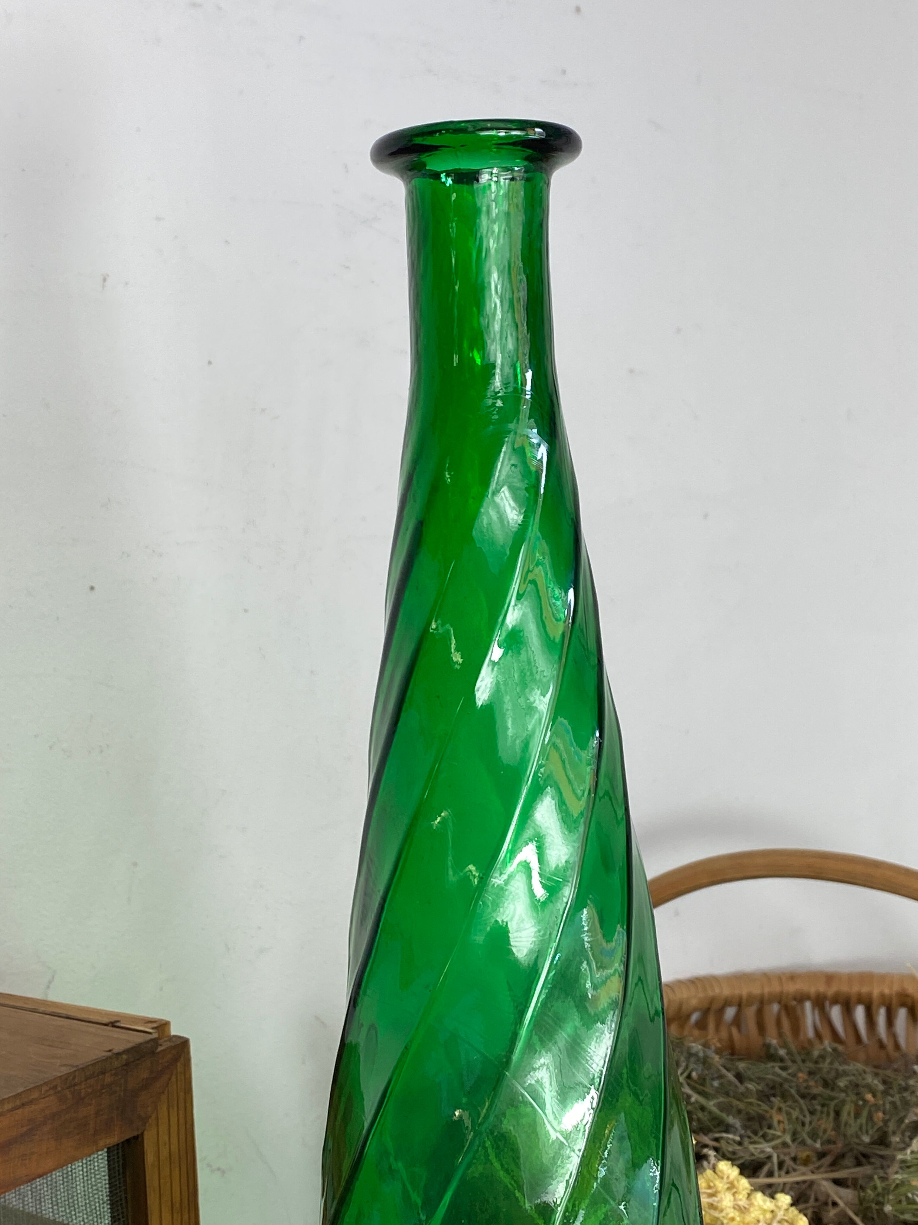 Large glass carafe from Empoli, Italy, 1960s.