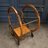 1960 curved wood bar serving trolley table