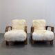 Fauteuils en peau de mouton Art Déco