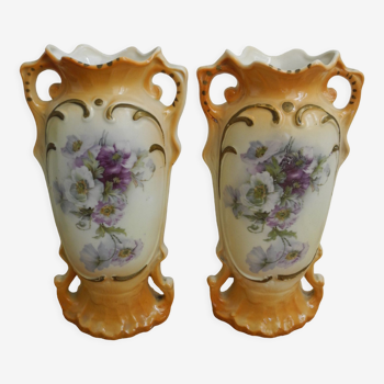 Paire vases anciens déco shabby chic