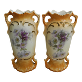 Pair of antique shabby chic decorative vases