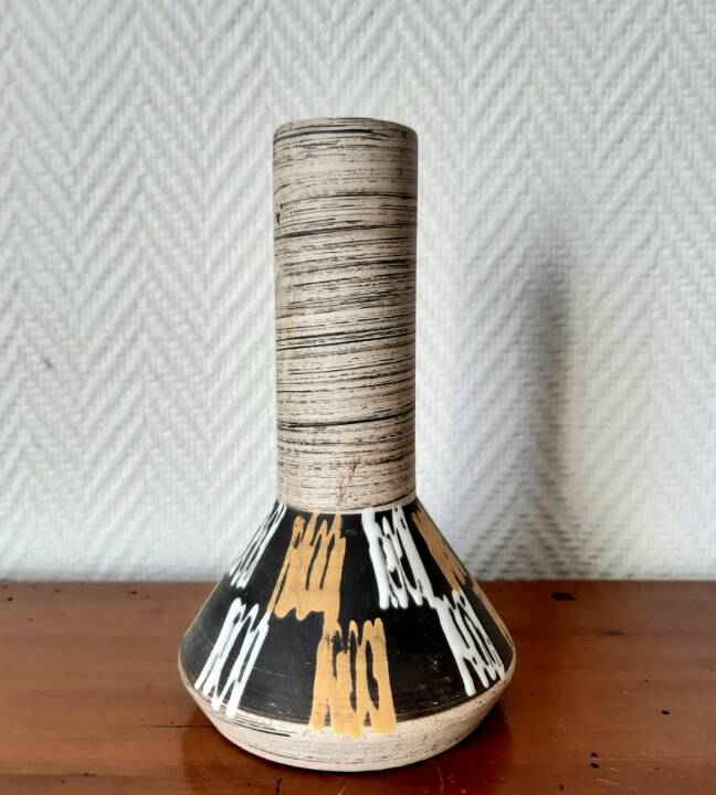 West Germany graphic ceramic vase, circa 1970