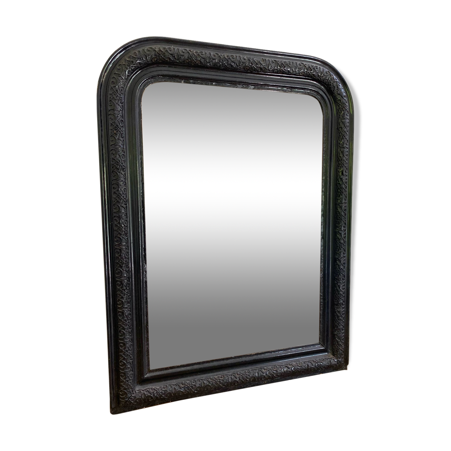 Louis Philippe period mirror with a plate repainted in black
