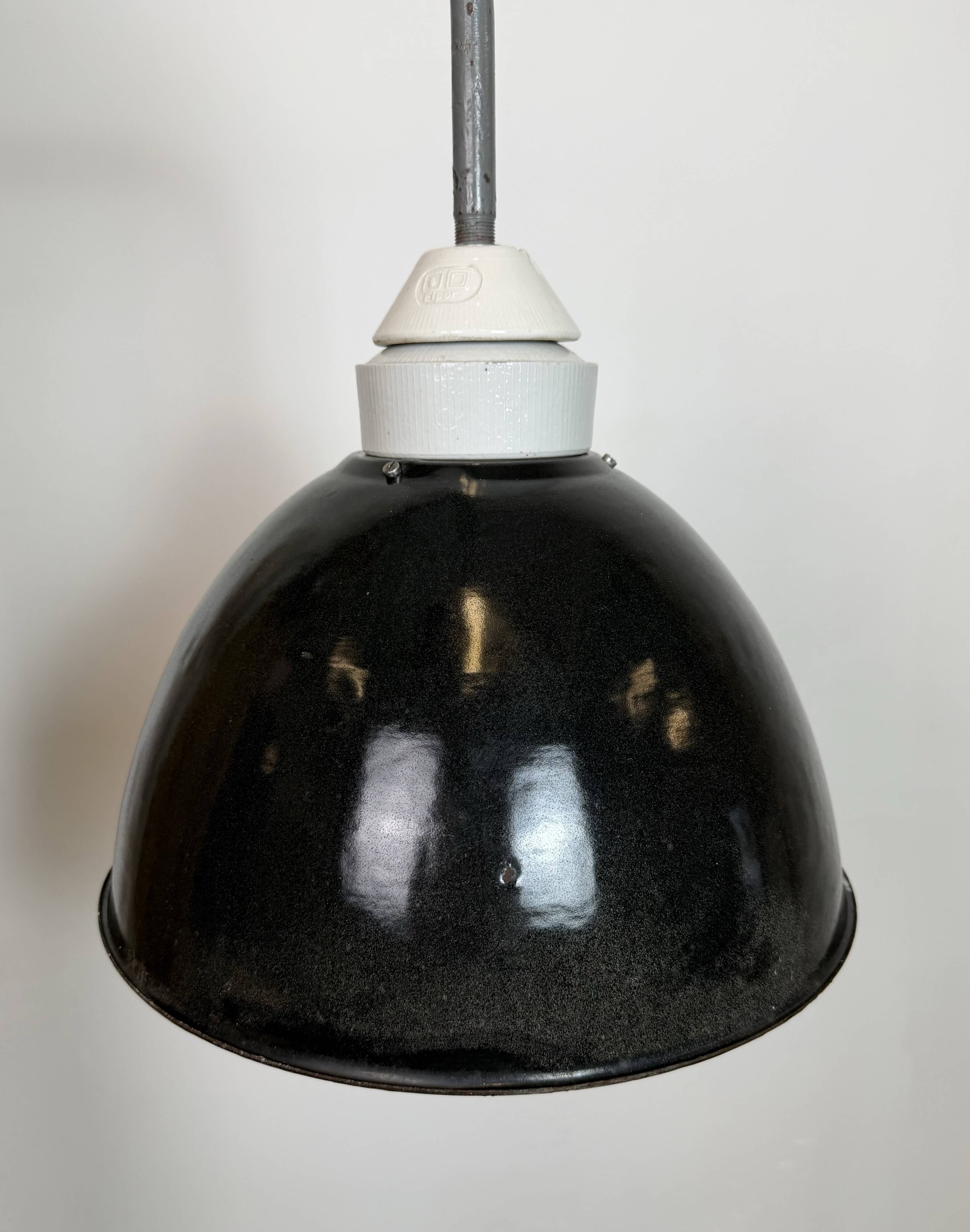Industrial Factory Wall Lamp with Black Enamel Shade, 1960s