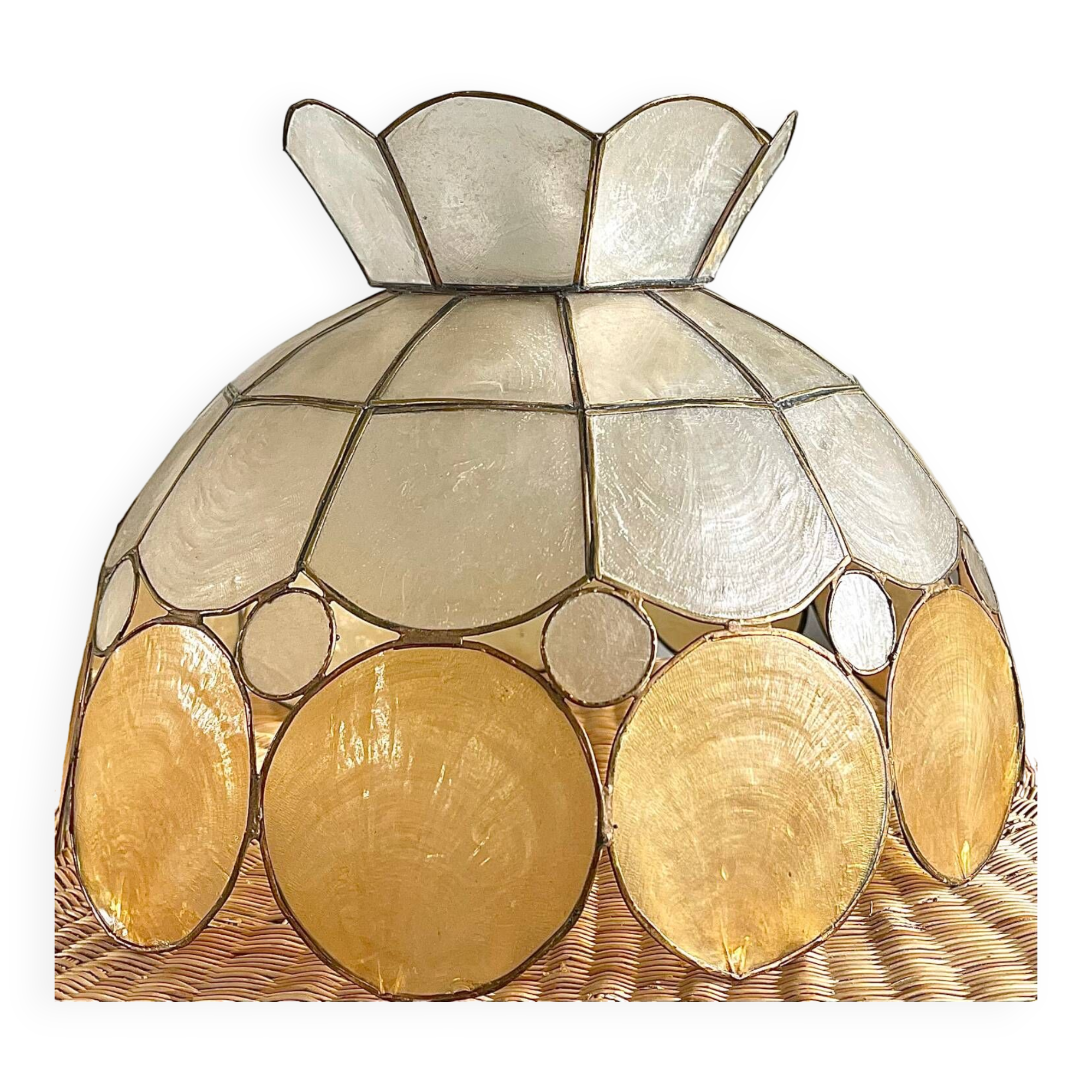 Mother-of-pearl and brass lampshade