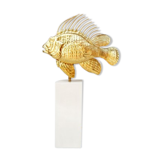 Lamp fish lionfish Golden brass, circa 1950