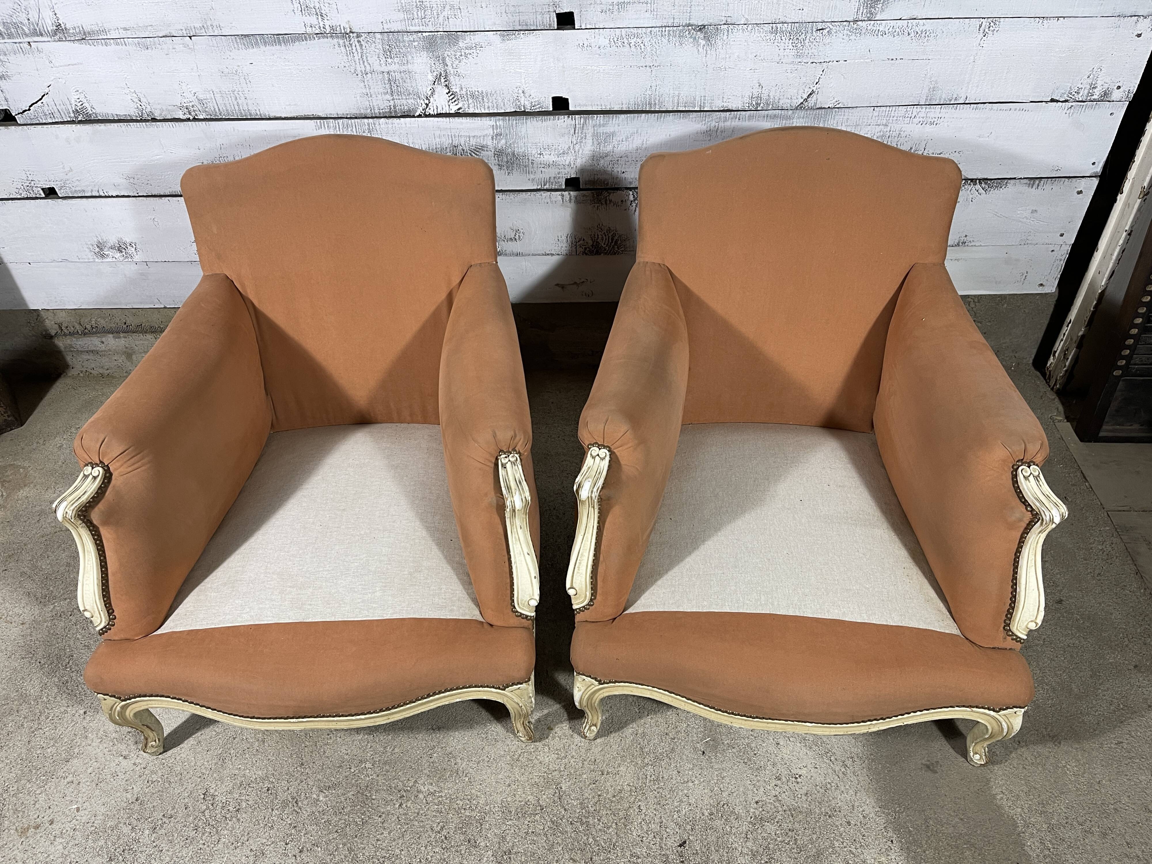 Set of 2 louis XV style shepherdess armchairs