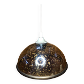 Old pendant lamp molded glass gold inlay + vintage brass contour