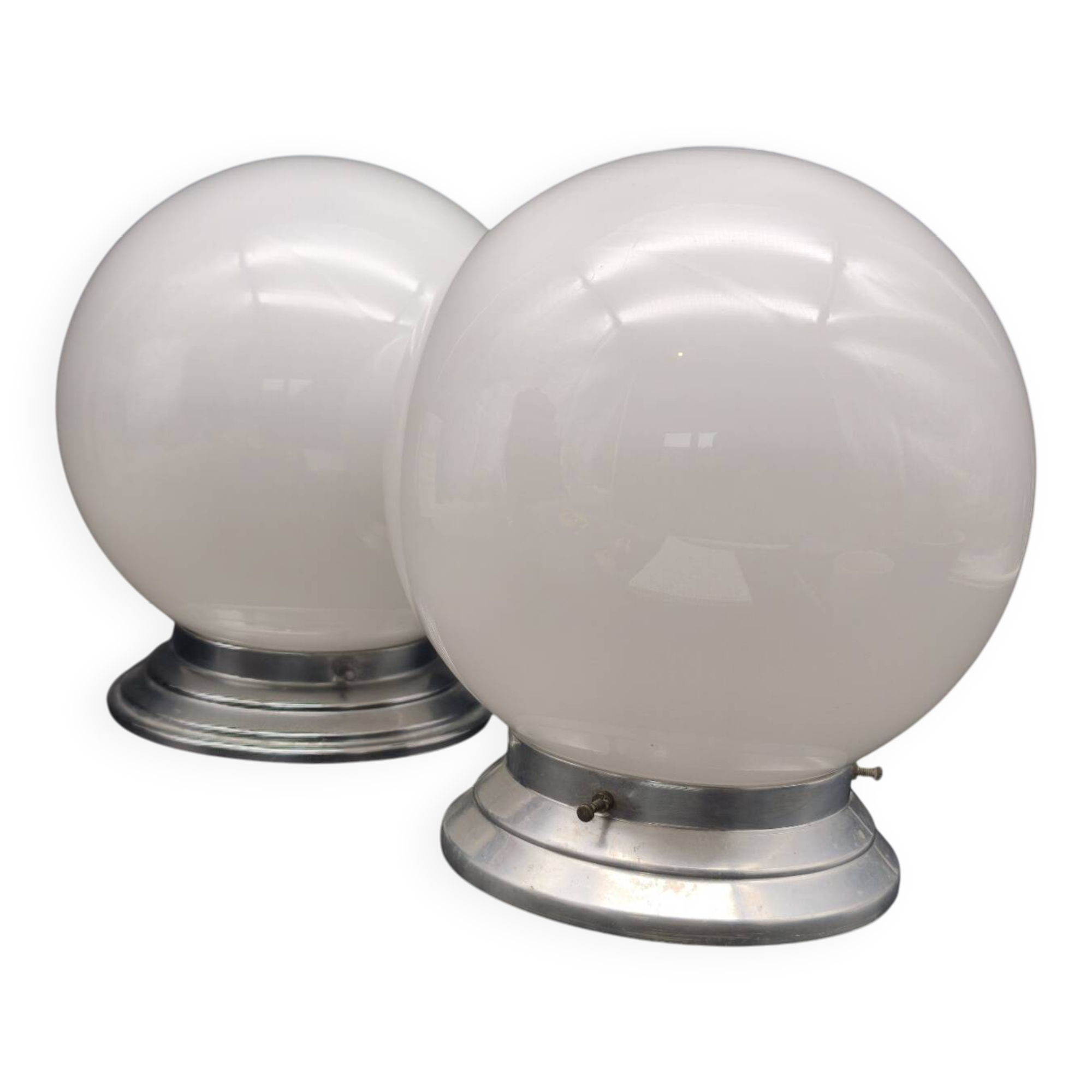 Pair of white opaline ceiling lights