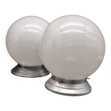 Pair of white opaline ceiling lights