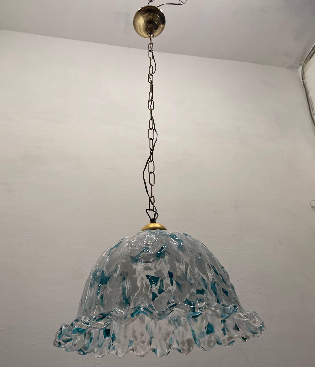Blue Murano Art Glass Light Pendant 1970’s