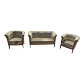 Canapé + 2 fauteuils corbeille