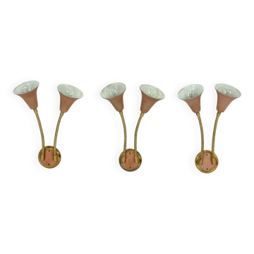 Mid-Century, Set of three sconces in Arredoluce manner. Italy 1950s