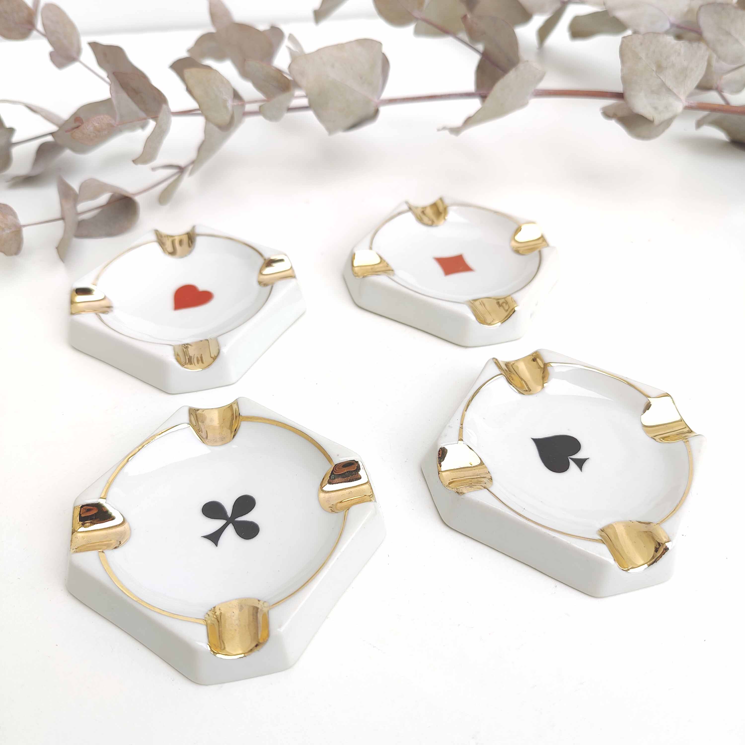 Ashtrays bridge belote poker card games Limoges porcelain Mokin