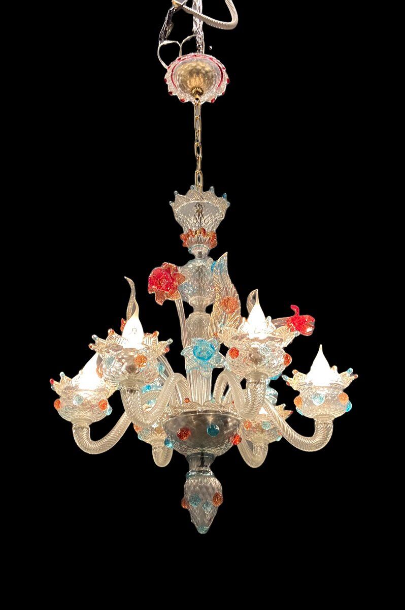 Venetian murano glass flower chandelier, 1960s