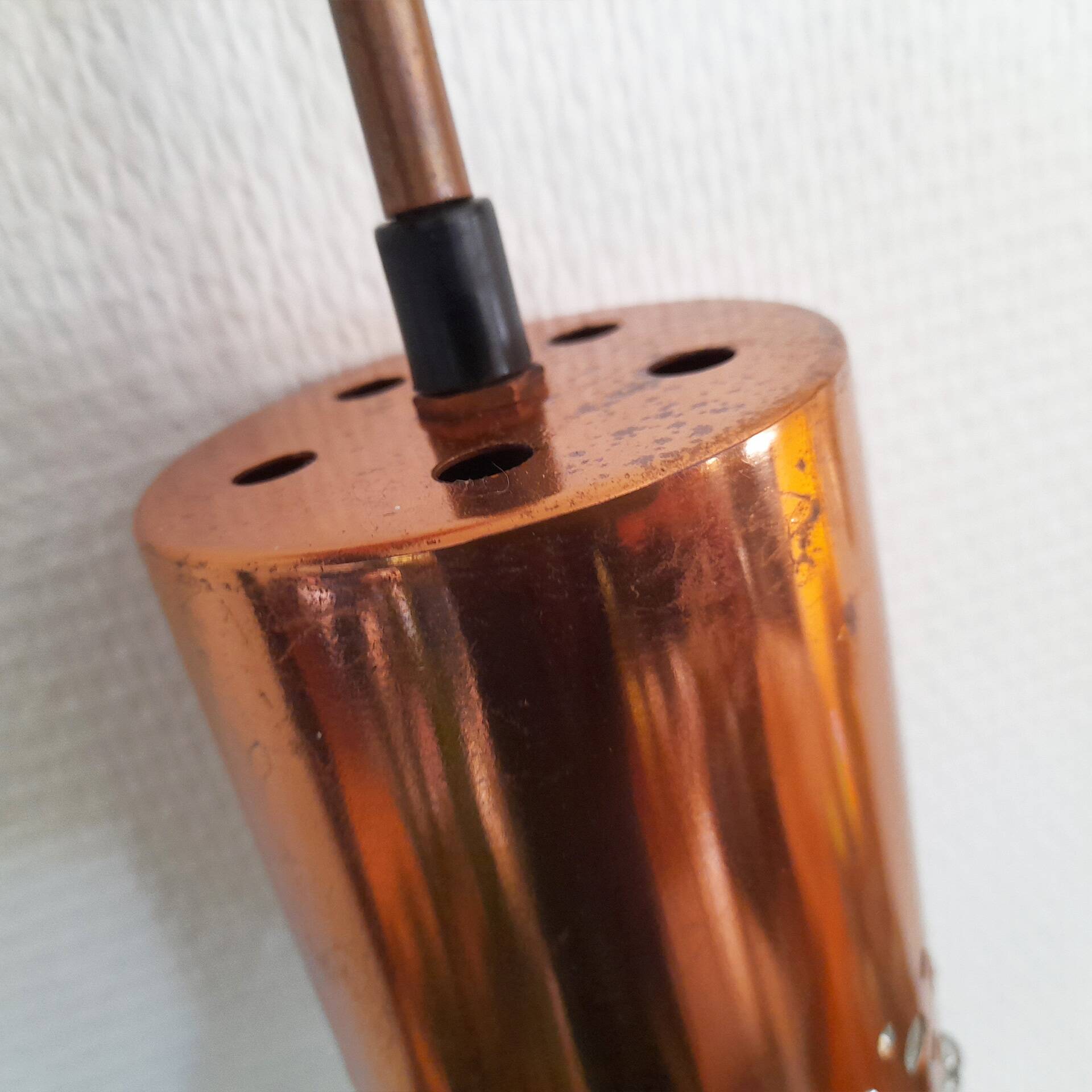 Copper and bubble glass pendant light by veb narva leuchten, germany, year