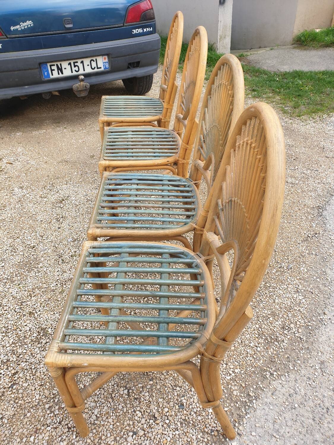 4 bamboo chairs
