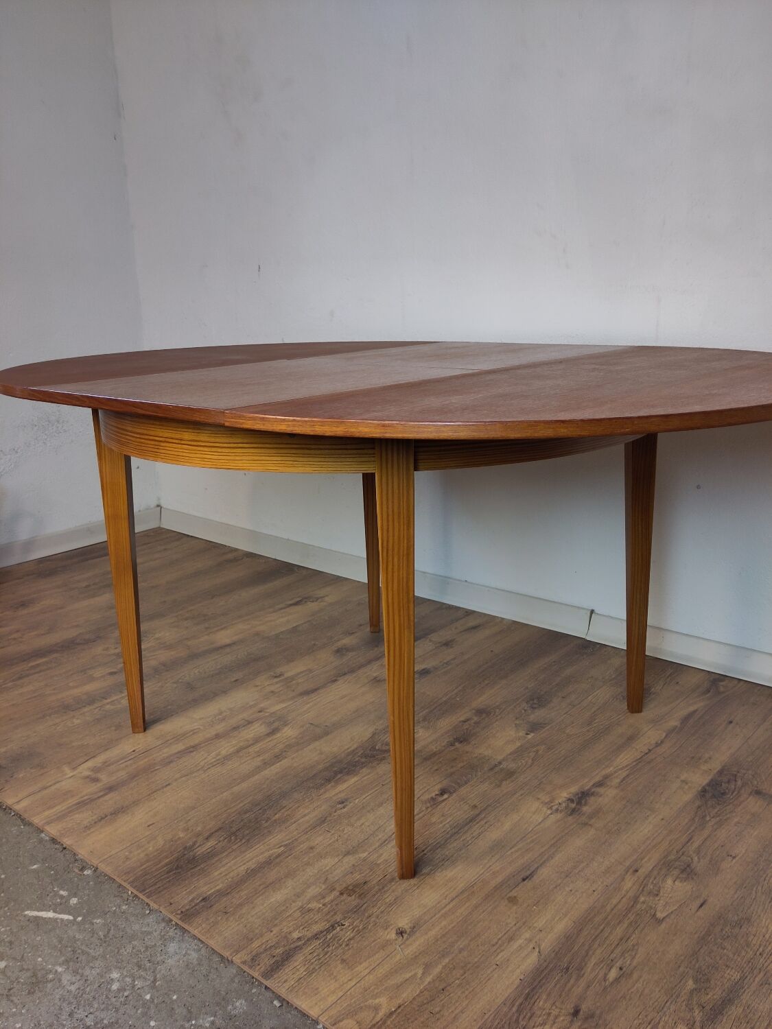 Round Scandinavian teak table
